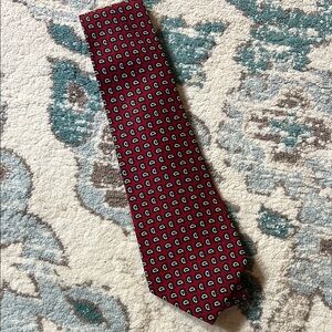 Ralph Lauren Red and Navy Silk Tie with Paisley Pattern